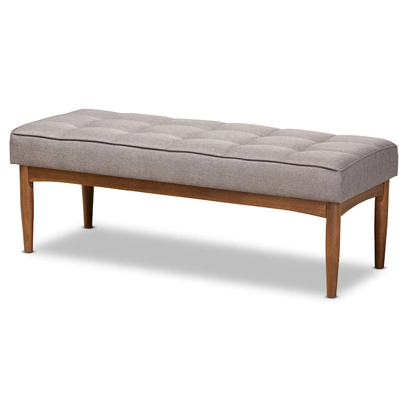 Banc de salle à manger mi-siècle gris / marron foncé / beige, 2 places