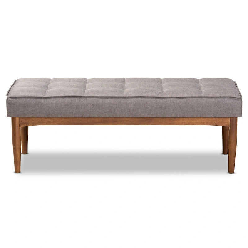 Banc de salle à manger mi-siècle gris / marron foncé / beige, 2 places