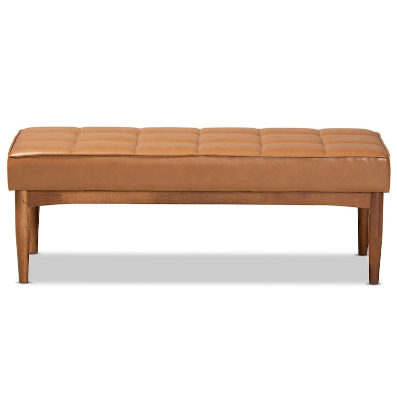 Banc de salle à manger mi-siècle gris / marron foncé / beige, 2 places