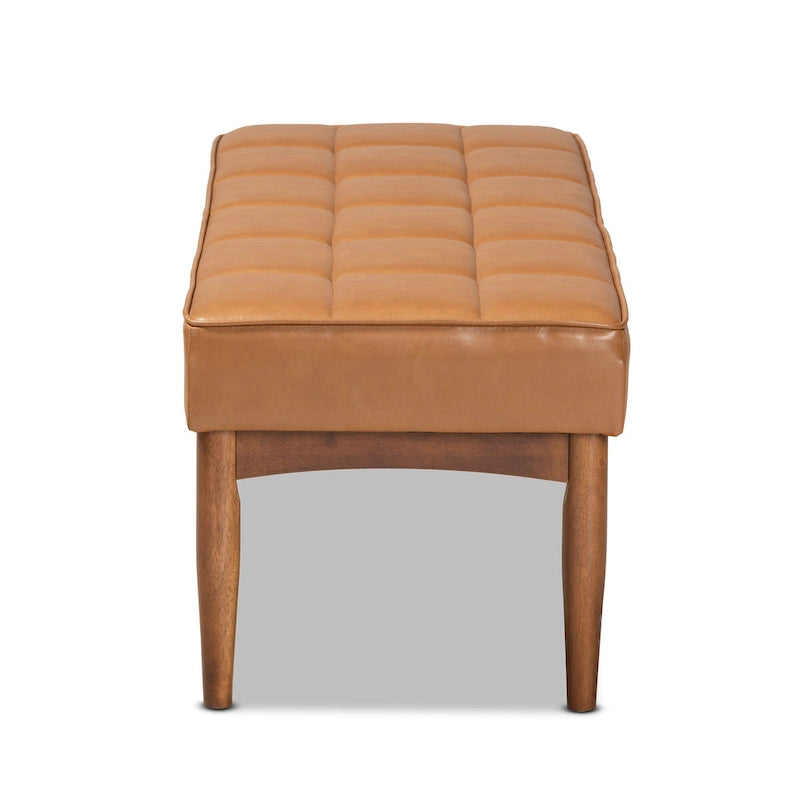 Banc de salle à manger mi-siècle gris / marron foncé / beige, 2 places