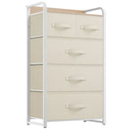 Commode en tissu à 5 tiroirs gris clair/gris foncé/crème/noir, 1 personne