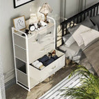 Commode en tissu à 5 tiroirs gris clair/gris foncé/crème/noir, 1 personne