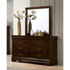 Commode de transition à 6 tiroirs – Noir / Cerise / Gris