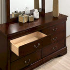 Commode de transition à 6 tiroirs – Noir / Cerise / Gris