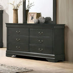 Commode de transition à 6 tiroirs – Noir / Cerise / Gris