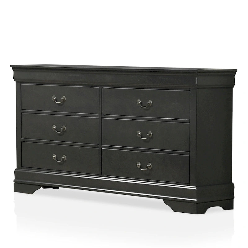 Commode de transition à 6 tiroirs – Noir / Cerise / Gris