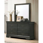 Commode de transition à 6 tiroirs – Noir / Cerise / Gris