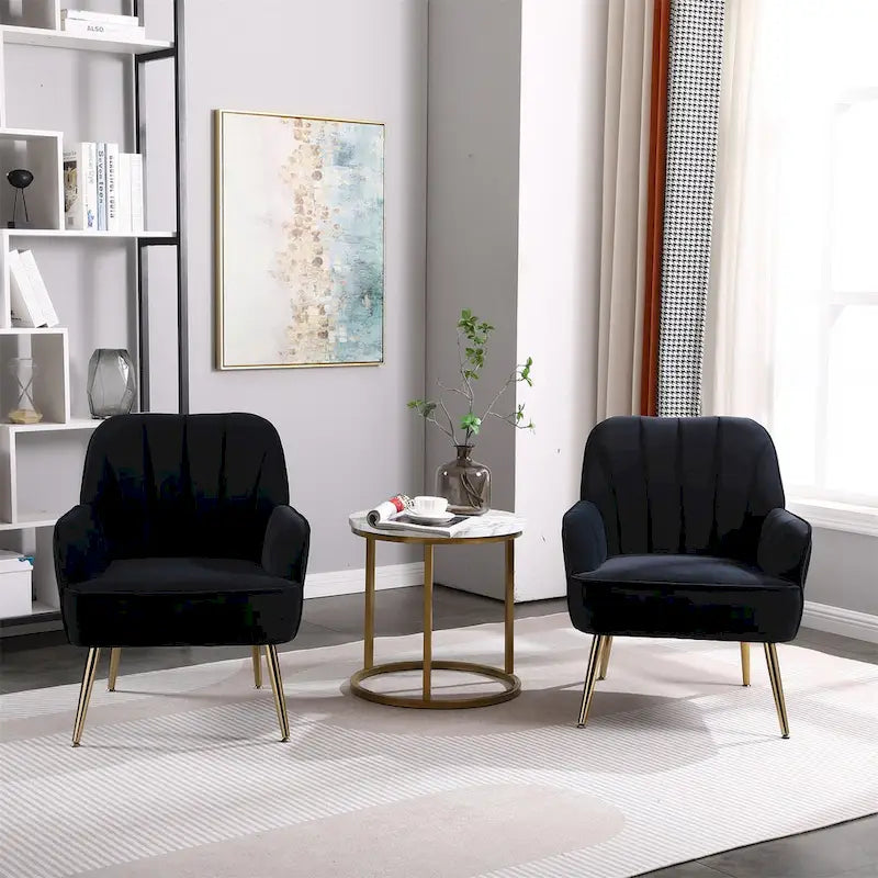 Fauteuil d'appoint en velours noir, siège individuel, style Mid-Century