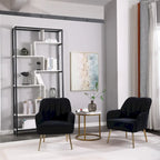 Fauteuil d'appoint en velours noir, siège individuel, style Mid-Century