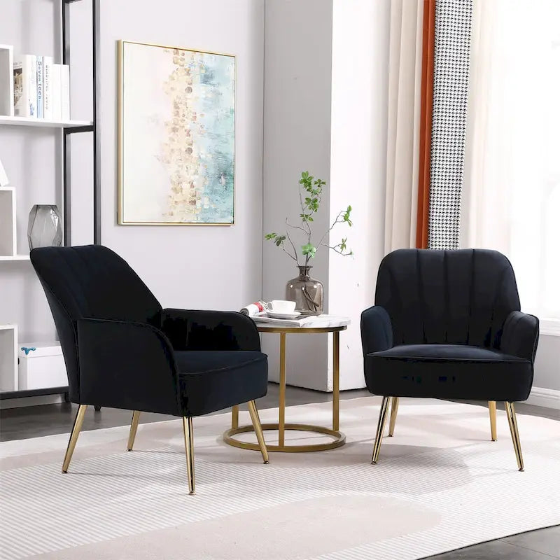 Fauteuil d'appoint en velours noir, siège individuel, style Mid-Century