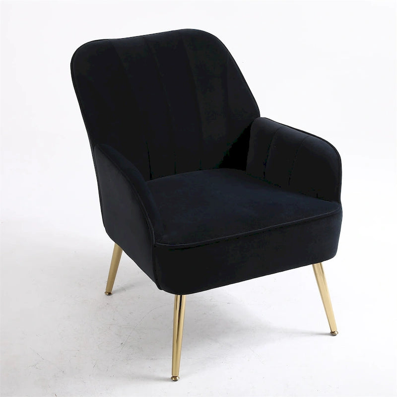 Fauteuil d'appoint en velours noir, siège individuel, style Mid-Century