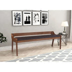 Banc de salle à manger mi-siècle marron/noir — Assise en similicuir, 2 places