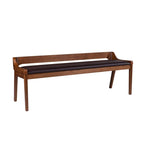 Banc de salle à manger mi-siècle marron/noir — Assise en similicuir, 2 places