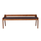 Banc de salle à manger mi-siècle marron/noir — Assise en similicuir, 2 places