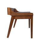 Banc de salle à manger mi-siècle marron/noir — Assise en similicuir, 2 places