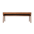 Banc de salle à manger mi-siècle marron/noir — Assise en similicuir, 2 places