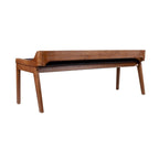 Banc de salle à manger mi-siècle marron/noir — Assise en similicuir, 2 places
