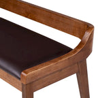 Banc de salle à manger mi-siècle marron/noir — Assise en similicuir, 2 places
