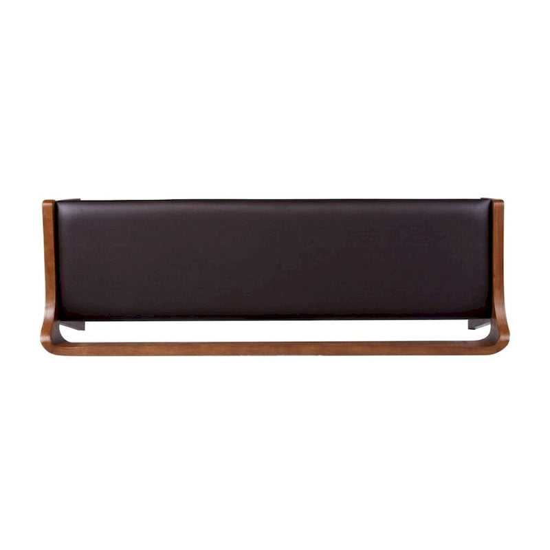 Banc de salle à manger mi-siècle marron/noir — Assise en similicuir, 2 places