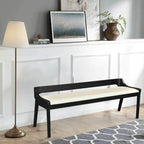 Banc de salle à manger mi-siècle marron/noir — Assise en similicuir, 2 places