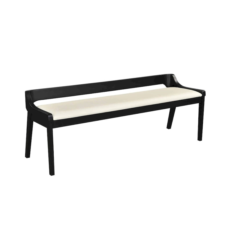 Banc de salle à manger mi-siècle marron/noir — Assise en similicuir, 2 places