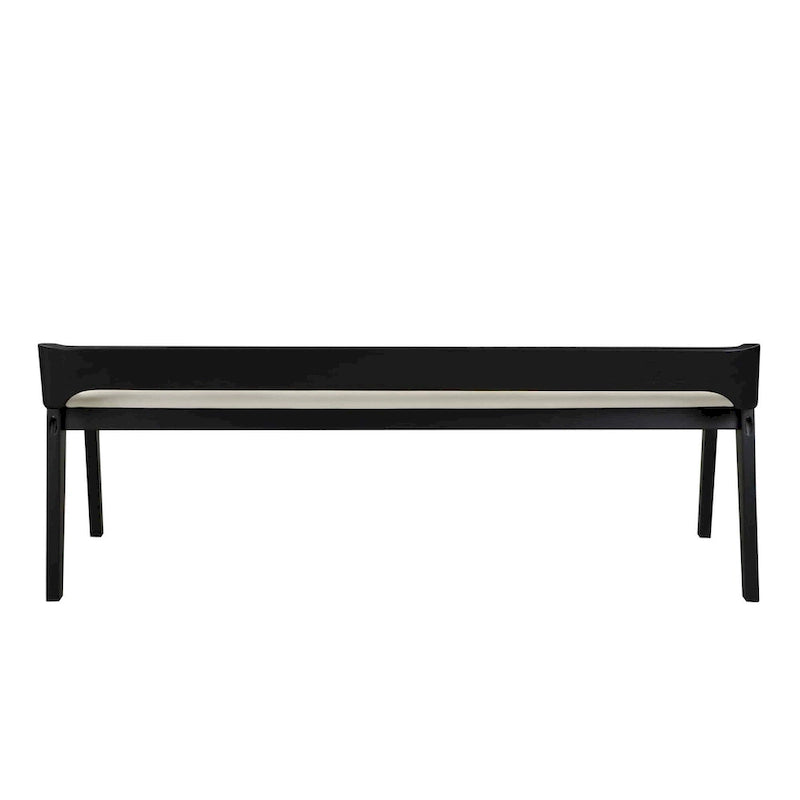 Banc de salle à manger mi-siècle marron/noir — Assise en similicuir, 2 places