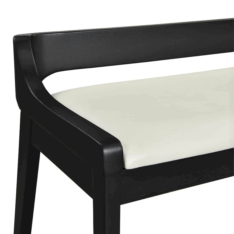 Banc de salle à manger mi-siècle marron/noir — Assise en similicuir, 2 places