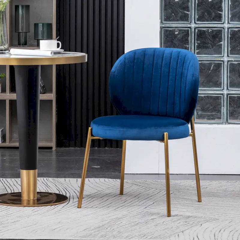 Ensemble de salle à manger 3 pièces, table ronde blanche et 2 chaises en velours — Jaune / Vert / Bleu, 2 places