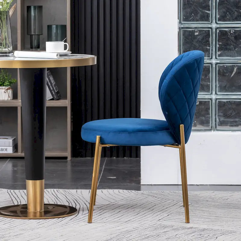 Ensemble de salle à manger 3 pièces, table ronde blanche et 2 chaises en velours — Jaune / Vert / Bleu, 2 places
