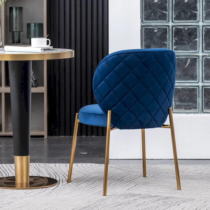 Ensemble de salle à manger 3 pièces, table ronde blanche et 2 chaises en velours — Jaune / Vert / Bleu, 2 places