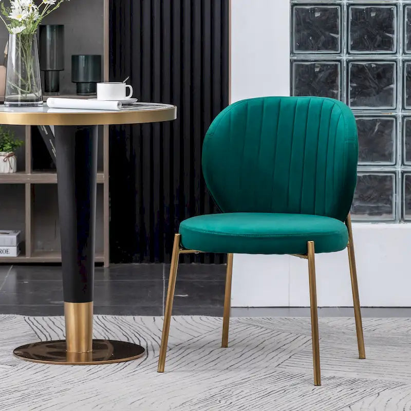 Ensemble de salle à manger 3 pièces, table ronde blanche et 2 chaises en velours — Jaune / Vert / Bleu, 2 places