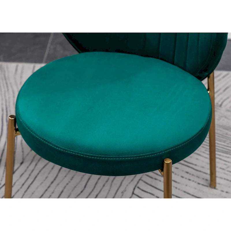 Ensemble de salle à manger 3 pièces, table ronde blanche et 2 chaises en velours — Jaune / Vert / Bleu, 2 places