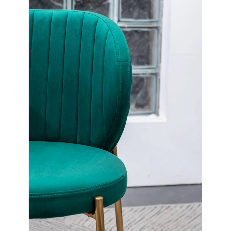 Ensemble de salle à manger 3 pièces, table ronde blanche et 2 chaises en velours — Jaune / Vert / Bleu, 2 places