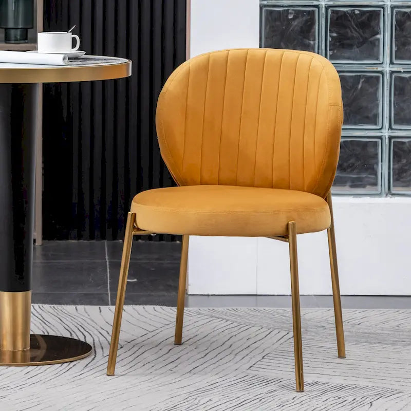 Ensemble de salle à manger 3 pièces, table ronde blanche et 2 chaises en velours — Jaune / Vert / Bleu, 2 places