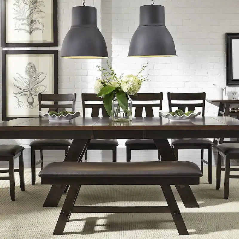 Banquette de salle à manger capitonnée expresso/grise — 1 place