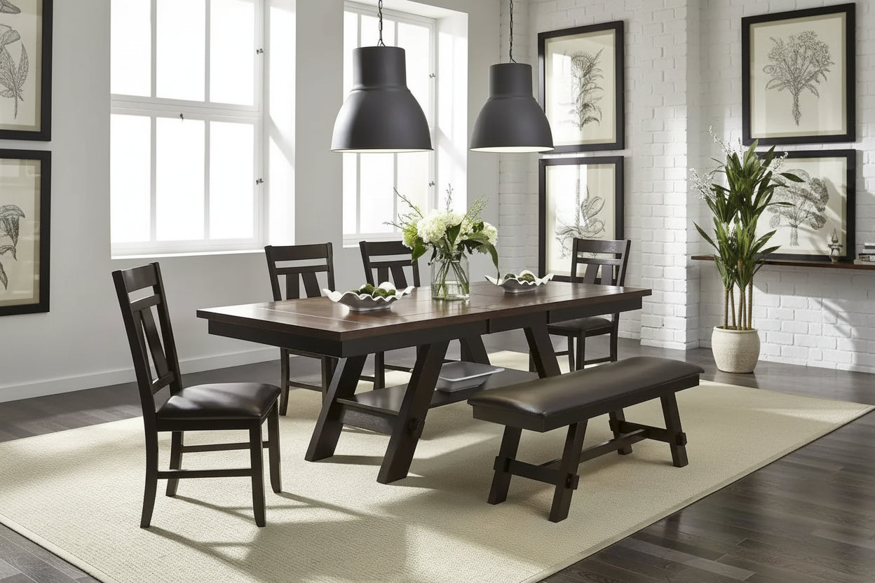 Banquette de salle à manger capitonnée expresso/grise — 1 place