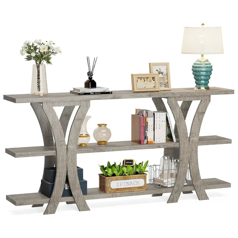 Console étroite rustique industrielle à 3 niveaux multicolore