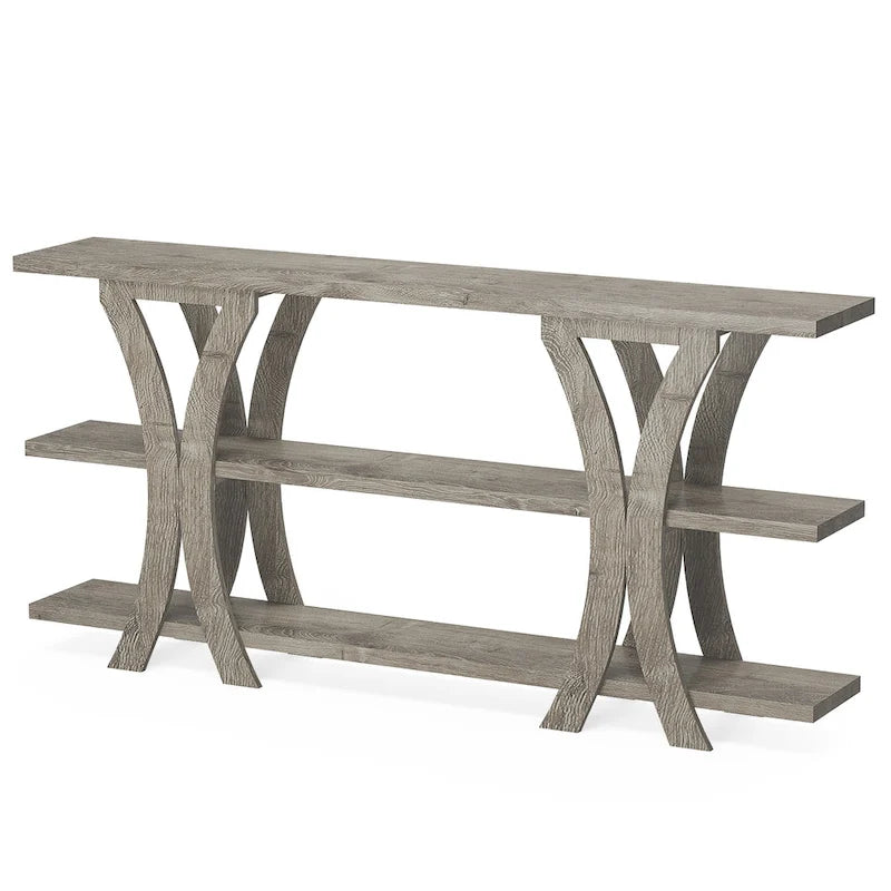 Console étroite rustique industrielle à 3 niveaux multicolore