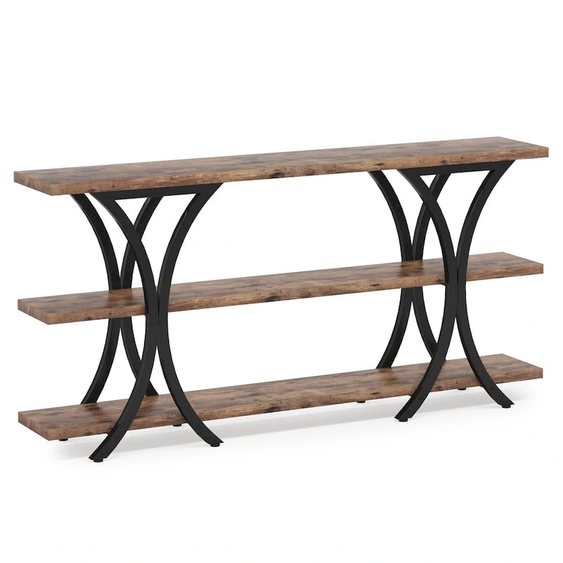 Console étroite rustique industrielle à 3 niveaux multicolore