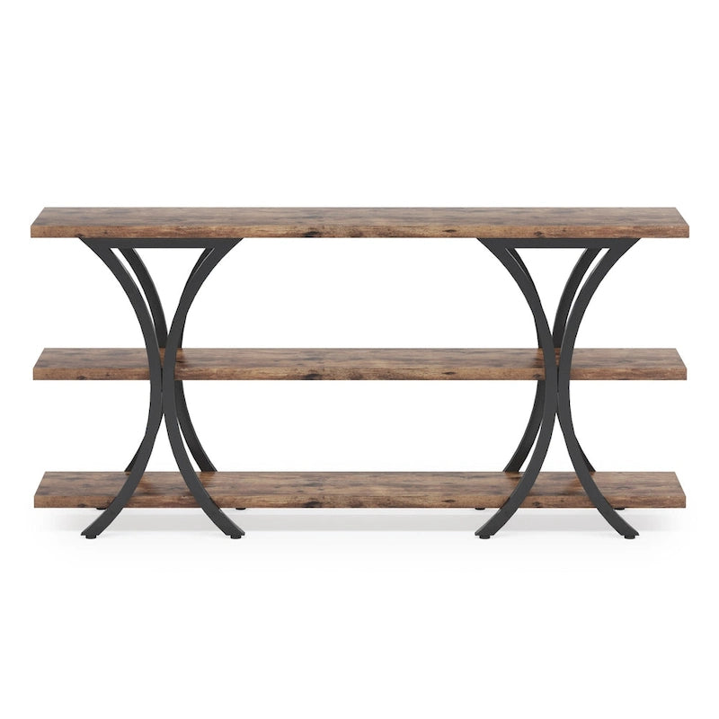 Console étroite rustique industrielle à 3 niveaux multicolore