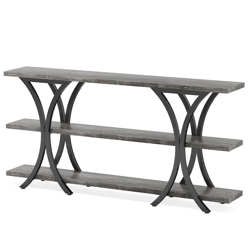Console étroite rustique industrielle à 3 niveaux multicolore