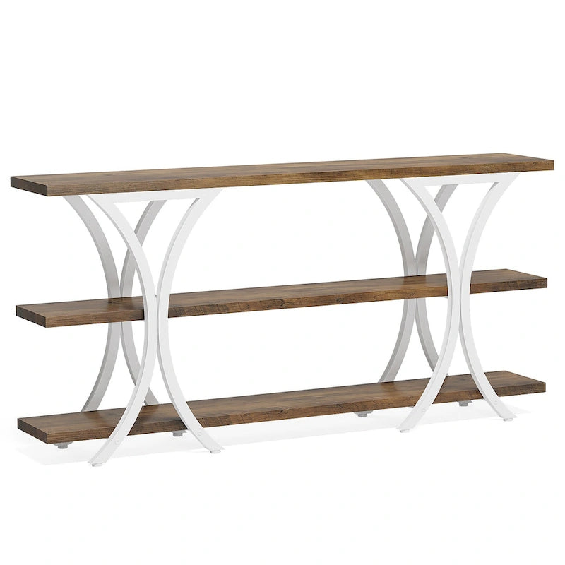 Console étroite rustique industrielle à 3 niveaux multicolore