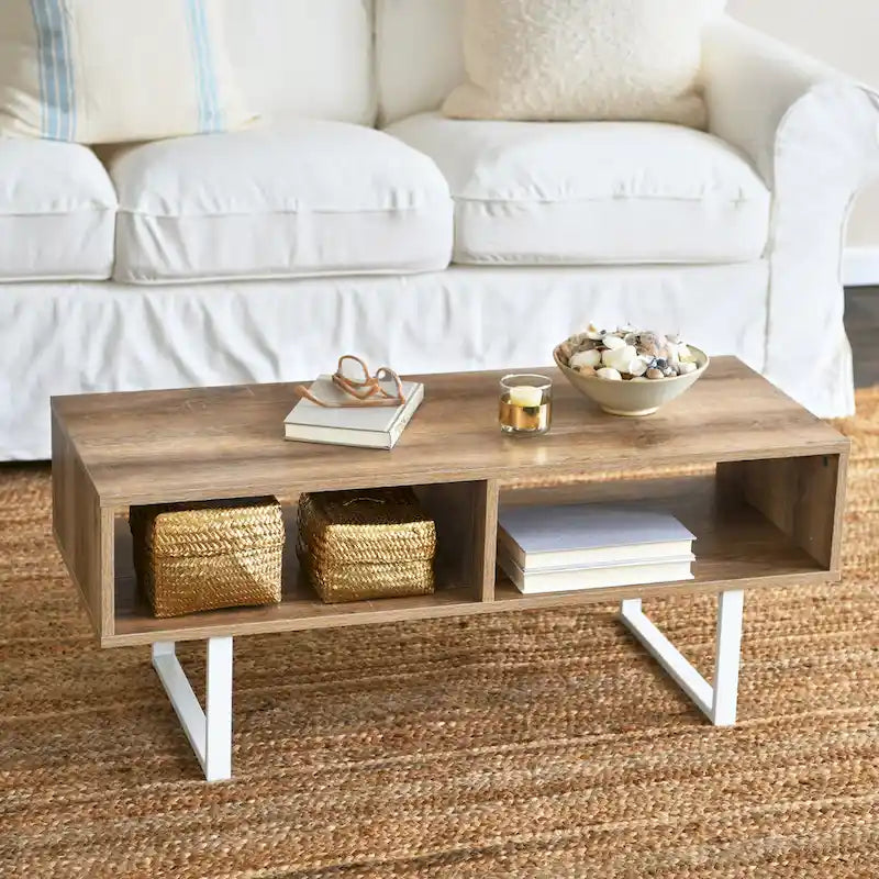 Meuble TV et Table basse rectangulaires avec rangement Coastal Oak / Slate / Black / Ashwood, convient aux téléviseurs jusqu'à 42"