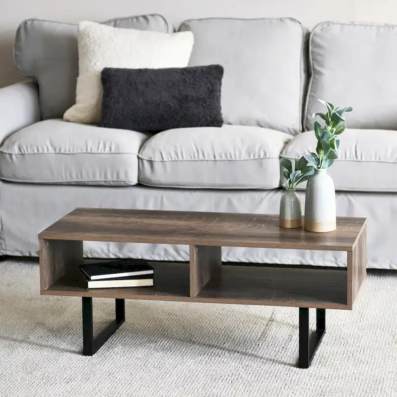 Meuble TV et Table basse rectangulaires avec rangement Coastal Oak / Slate / Black / Ashwood, convient aux téléviseurs jusqu'à 42"