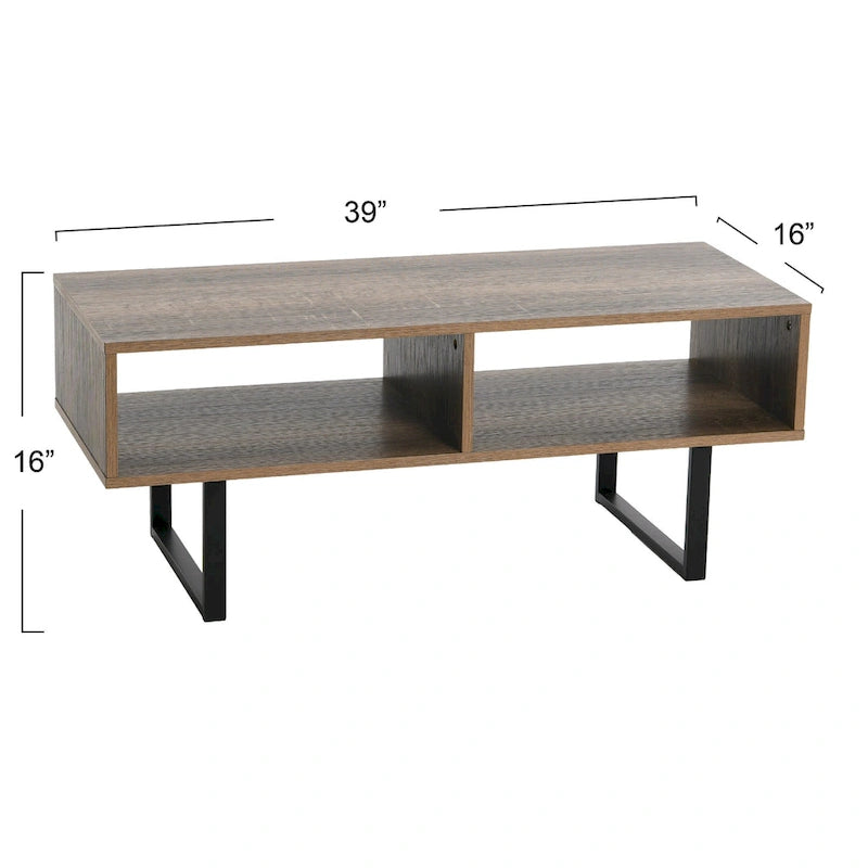 Meuble TV et Table basse rectangulaires avec rangement Coastal Oak / Slate / Black / Ashwood, convient aux téléviseurs jusqu'à 42"