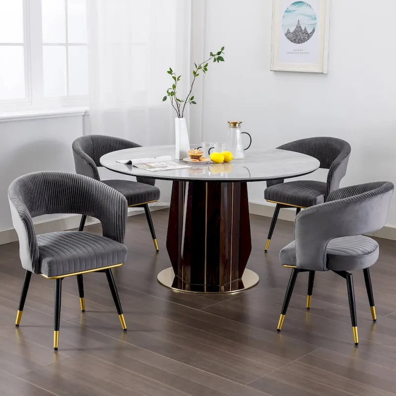 Chaises de salle à manger pivotantes en velours avec accoudoirs, gris/bleu/vert, lot de 2