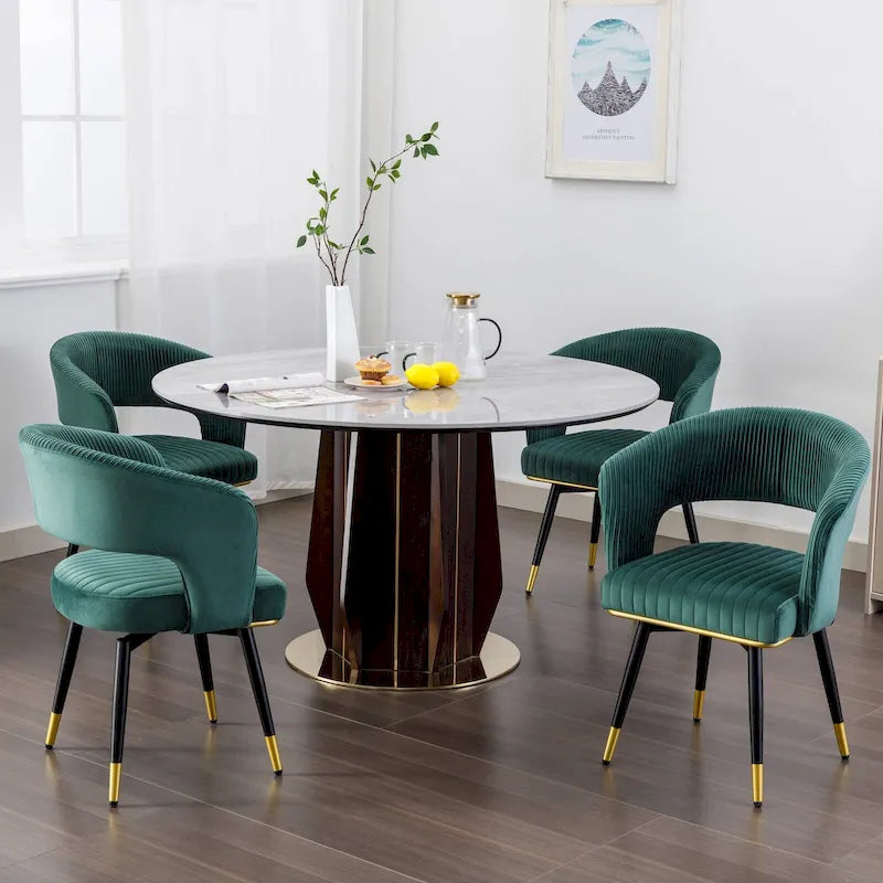 Chaises de salle à manger pivotantes en velours avec accoudoirs, gris/bleu/vert, lot de 2