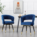 Chaises de salle à manger pivotantes en velours avec accoudoirs, gris/bleu/vert, lot de 2