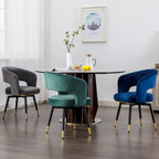 Chaises de salle à manger pivotantes en velours avec accoudoirs, gris/bleu/vert, lot de 2