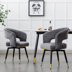 Chaises de salle à manger pivotantes en velours avec accoudoirs, gris/bleu/vert, lot de 2